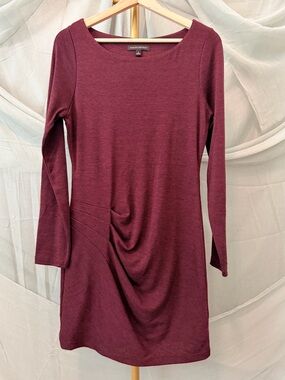 Banana Republic Women's Long-Sleeve Draped Wine Dress